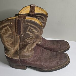 Anderson Bean Men's Brown Leather Western Cowboy Boots, Vintage